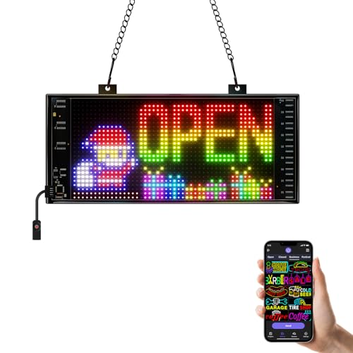 Image of Programmable LED Open Sign, P5 Resolution Indoor Store LED Sign, Bluetooth APP, for Business Retail Shop Window Display (10 inch x 5 inch /P5 Res.)
