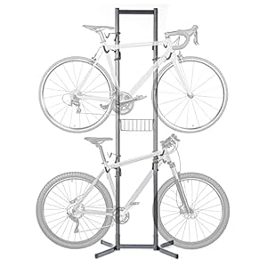 Bike Rack for Garage & Home by Delta Cycle – No Drilling Required – Fully Adjustable Gravity Storage Rack for Any Style Bicycle – Freestanding Vertical Rack