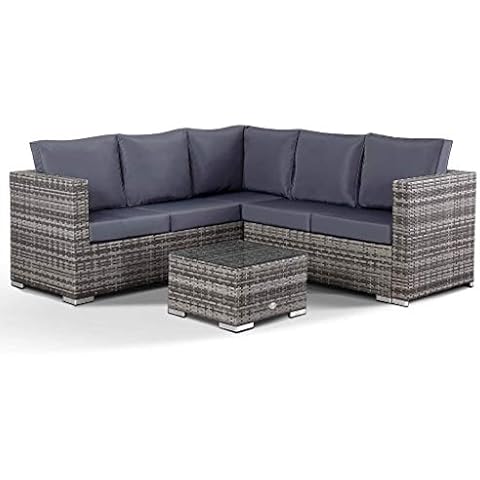 Club Rattan Lille Corner Sofa with Coffee Table in Grey Cover