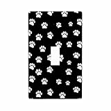 Moslion Cat Dog Paw Claw Single Toggle Wall Plate Pet Animal Footprint Black White Light Switch Outlet Cover Plug Decor Home Office Living Room