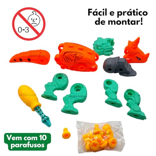 Dino Monta e Desmonta Azul Brinquedinho Infantil Dino Dinossauro De Montar E Desmontar