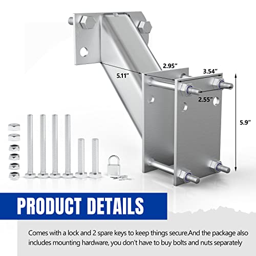 Bunker Indust Spare Tire Mount Bracket With Lock, Side Mount Utility Spare Tire Carrier For Trailer Tongue Boat, 4 & 5 Lugs Wheel Tire Holder Up To 120Lbs-Hold 3.94”, 4”, 4.25” And 4.72” Bolt Patterns #TOP1
