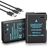 ENEGON EN-EL14 EN-EL14a 交換用Type-C 直接充電ポートバッテリー 2個 1600mAh Nikon D3100, D3200, D3300, D3400, D3500, D5100, D5200, D5300, D5500,D5600 Coolpix P7000 P7100 P7200 P7700 P7800など対応