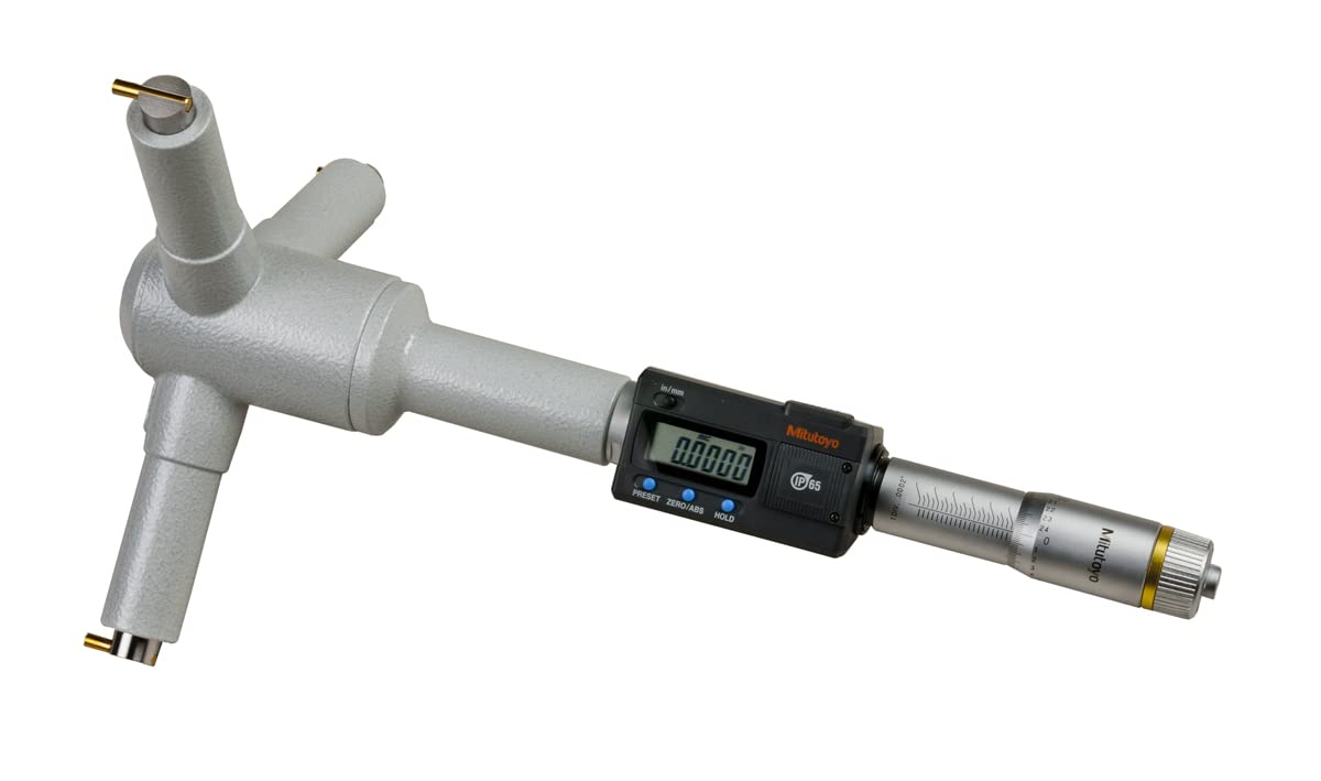 Mitutoyo 468-278 Digimatic Holtest LCD Innenmikrometer, Dreipunkt, Bereich (8-9 Zoll) / 203,2-228,6 mm, 0,00254 mm (0,0001 Zoll) Teilung, +/-0,00635 mm (0,00025 Zoll) Genauigkeit