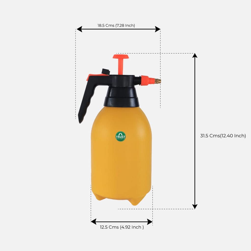 TrustBasket Pulvérisateur à pression de 2 litres | Bouteille pulvérisateur pour plantes | Pulvérisateur à pompe à eau de jardinage | Flacon pulvérisateur pour plantes | Couleur jaune