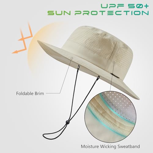 Image of UPF 50+ Bucket Sun Hat with Laser Perforated Mesh Cooling Adjustable Breathable Lightweight for Outdoor Men Women
