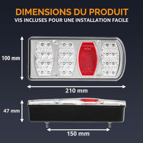 Feux remorque 13 broches 12V/24V complet avec kit de câbles 5m - 2