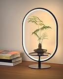 Modern Table Lamp for Bedroom, Nightstand Lamp with Storage Tray, 3 Color Temperatures 10 Way Dimmable, Bedside Lamp for Makeup/Streaming/Plants, LED Desk Lamp for Living Room Office Home Decor