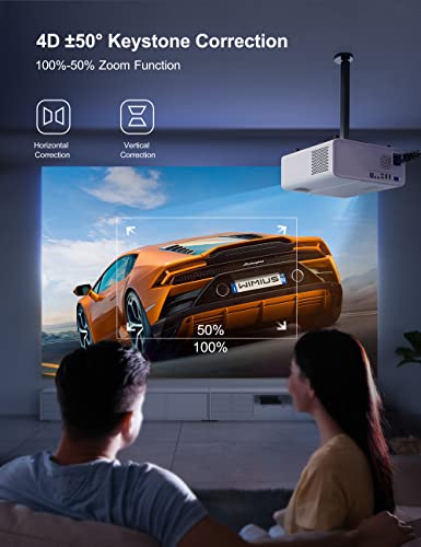 5G Wifi Bluetooth Projector, Wimius W7 Newest Native 1080P Projector 4K Supported,460 Ansi Lumens,Portable,4P/4D Keystone,Zoom,300"Display,Outdoor Movie Projector Compatible With Tv Stick/Phone/Laptop #TOP3