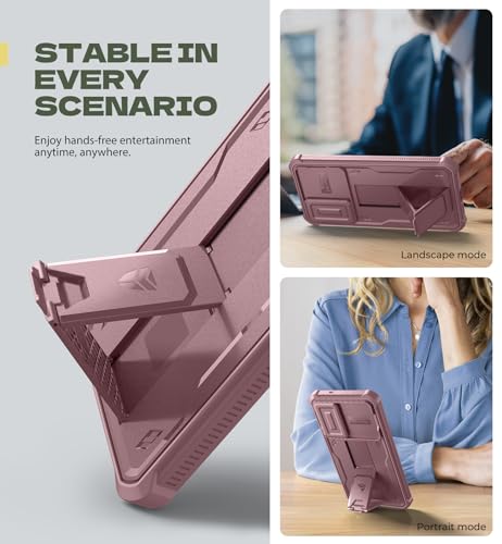 Image of Dexnor for Samsung Galaxy S25 Edge Case with Upgraded Slide Camera Cover & 2 Front Frames & Built-in Screen Protector & Kickstand, Heavy-Duty Rugged Case Full-Body Bumper Protective Cover,Peony Pink