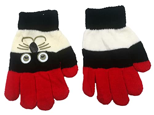 Luva infantil inverno Bichinho gatinha Quente 3 a 8 anos Proteção Frio (preto)
