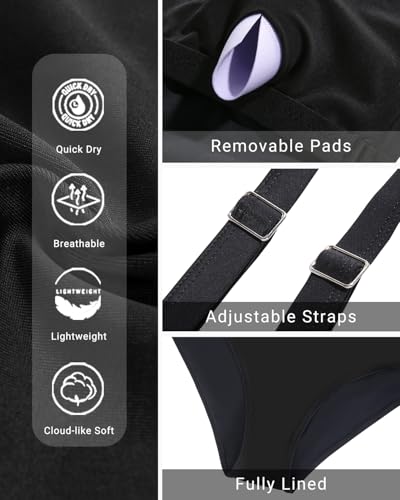 Holipick Women One Piece Swimsuits Tummy Control Bathing Suit Ruffle V Neck Swimwear Slimming Monokini4