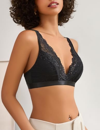 Avidlove Lace Bralette for Women Sexy Deep V Neck Wireless Bralette Plunge Unpadded Bras Everyday Bra2