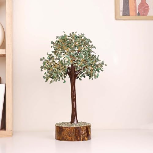 Image of Wealth Tree 1000-1200 Beads, Green Jade,Citrine,Tiger Eye and Green Aventurine to Attract Money Good Luck,Wealth for Home,Office 23 Cm x 13 Cm
