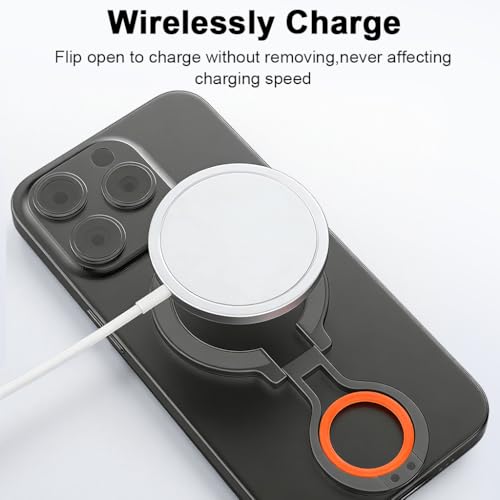 Image of ZORBES Magnetic Phone Grip Holder for Mag-Safe Ring Stand Holder Adjustable Kickstand for iPhone 17 16 Pro Max 15 14 13 12, Finger Loop Stand with Silicone Finger Strap, Wireless Charging Compatible