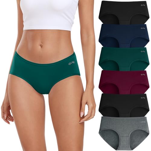 Image of coskefy Womens Underwear Cotton Hipster Panties Low Rise Breathable Ladies Bikini Undies 6 Packs