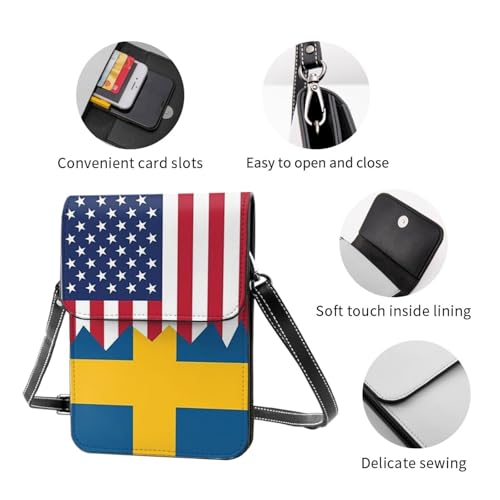 Swedish American Flag Girl'S Phone Purses With Crossbody Strap And Wallet Crossbody Bag For Women4