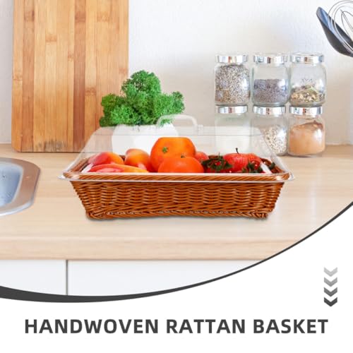 Cesta de ratán con tapa para frutas que evita insectos en la cocina 4