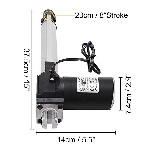 Happybuy 8 Inch Stroke Electric Actuators Dc 12V With Mounting Bracket Heavy Duty 6000N/1320Lb Actuators For Recliner Tv Table Lift Massage Bed Electric Sofa #TOP7