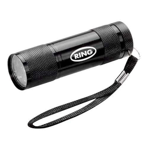RING Black LED Aluminium Torch: 9 Super Bright White LEDs With Tactical On/Off Switch