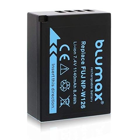 Blumax Akku kompatibel mit Fujifilm NP-W126s NP-W126 - Fuji XT-3 XT-200 X-A7 (echte 1140mAh)