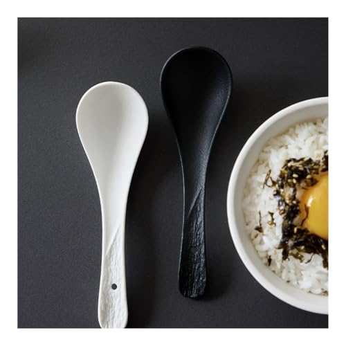 Cuillère en céramique blanche pour soupe et dîner de ménage