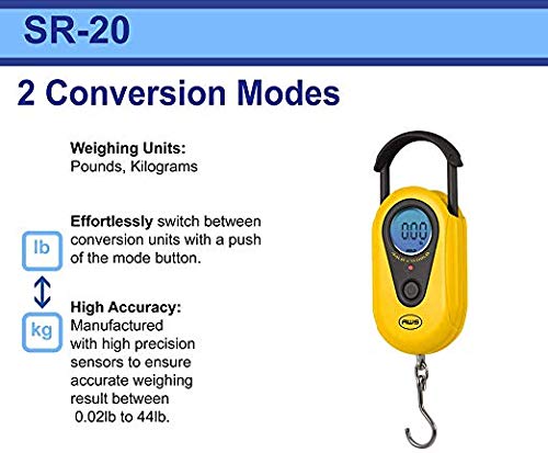 American Weigh Scales AMW-SR-20 Yellow Digital HanGinG Scale, 44lb by 0.02 LB