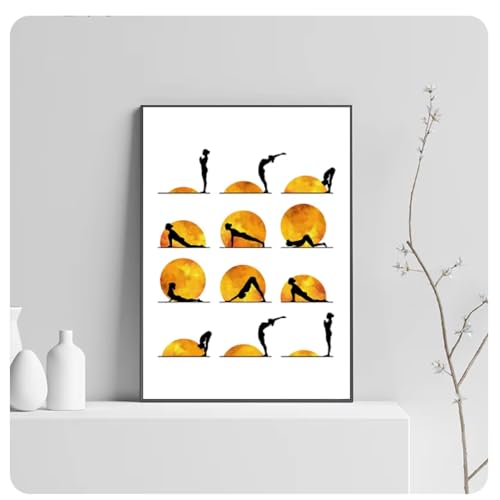 Peinture de Musculation et Yoga Chart Poster Abstrait Art Mural Moderne Toile 42x60cm