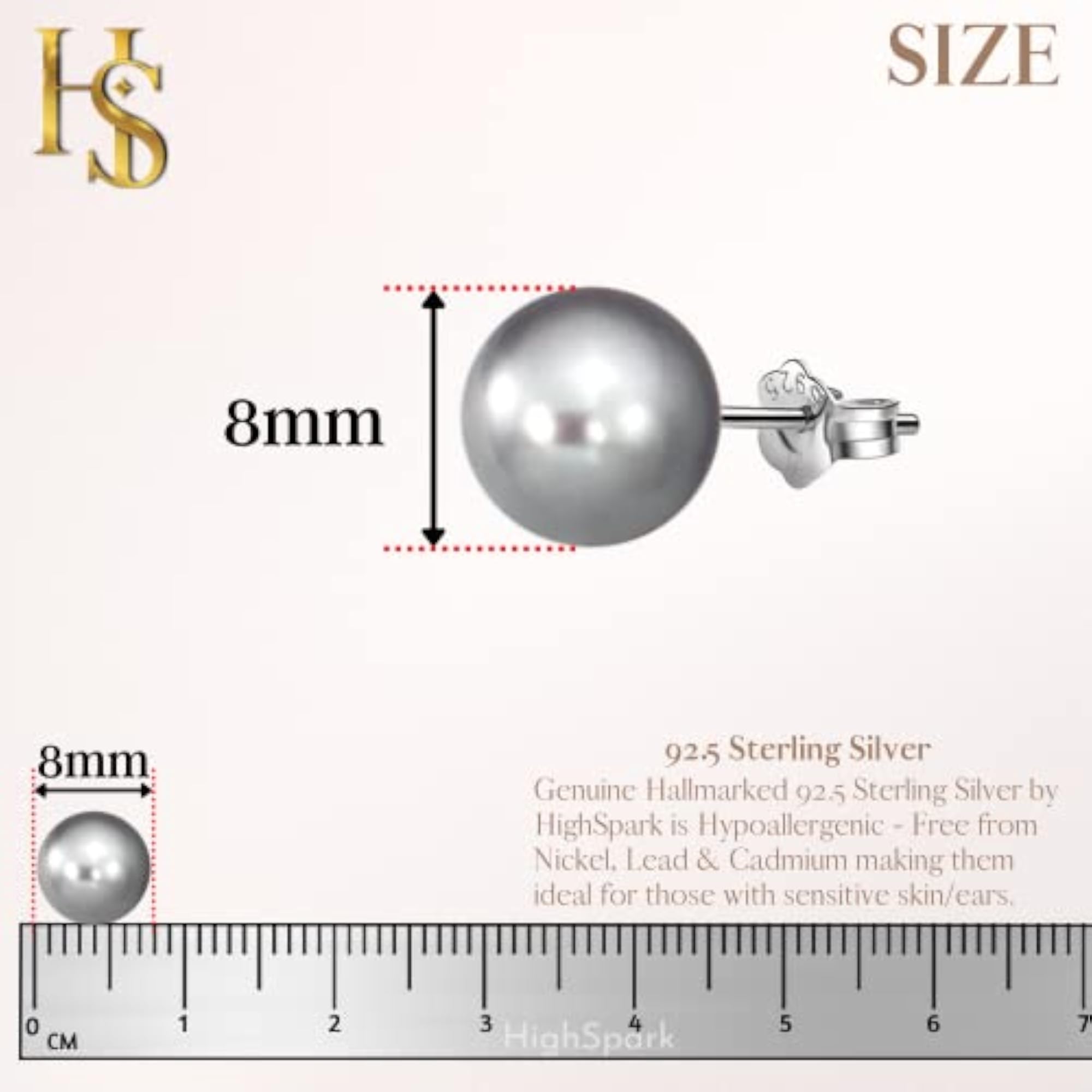 925 Silver Pearl Earrings - 8mm Pearls