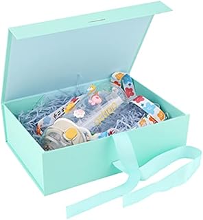Magnetic Gift Box,Luxury Premium Gift Box with Ribbon Present Boxes with Lids Rectangle Gift Box for Gift Packaging Jewellery Gift Boxes Decorative Box Rectangle Presentation Box for Present MintGreen