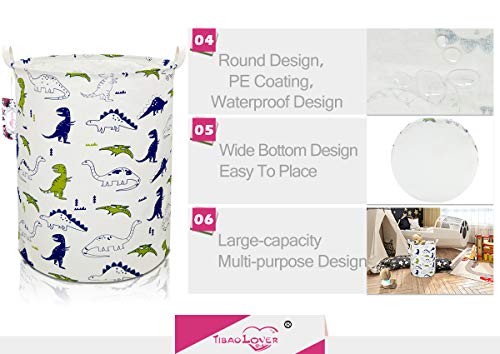 Image of Dinosaur Laundry Basket Baby Laundry Hamper Cute Kids Hamper Toy Storage Bin Handles for Boys and Girls Dinosaur Room Decor (Polychrome Dinosaurs)