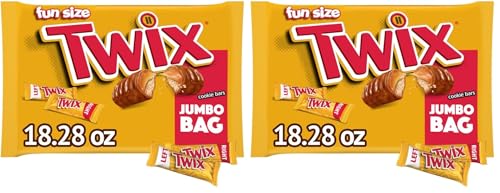 TWIX Fun Size Caramel Cookie Chocolate Candy Bars - 18.28 oz Bulk Candy Jumbo Bag (Pack of 2)