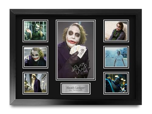 HWC Trading FR A2 Heath Ledger Joker Gifts Printed Signed Autograph Picture Display for Movie Memorabilia Fans - A2 Framed