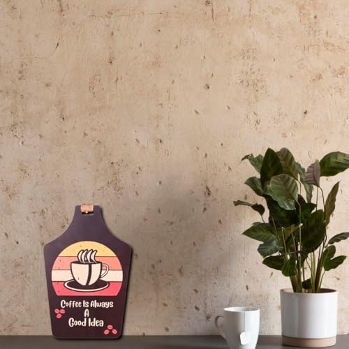 Image of Coffee Quote Wooden Table Decor Stand - inchCoffee Is Always a Good Idea inch | MDF Wood Kitchen Wall Hanging | Coffee Lover Gift | Cafe & Home Counter Decoration | Rustic Coffee Sign Board