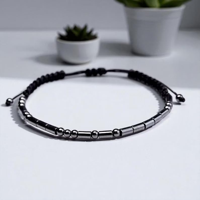 Image of Personalized Morse Code Bracelet - Custom Secret Message Adjustable Bracelet 4mm