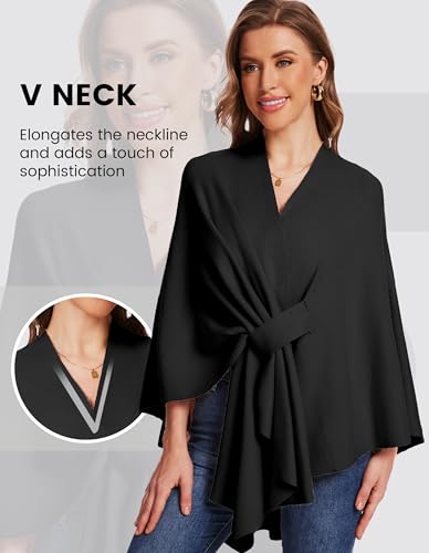 Women's Elegant Shawl Wraps Soft Open Front Poncho Sweater for Spring Fall Winter4