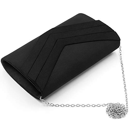 Milisente Clutch Purse For Women, Suede Envelope Evening Purses Crossbody Shoulder Clutch Bag (Black) #TOP5
