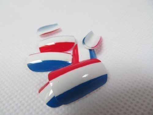 Fifa World Cup Country Teams Pack of 24 full cover short to medium false nails & glue various sizes, Italy, France, UK, Portugal, Brazil, Germany, USA, Spain, Argentina (France)