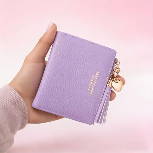 Image of Valentoria Womens Wallet Cute Elegant Long Slim Card Holder Case Minimalist Coin Purse Thin Tassels Zip Clutch Wallets for Girls Ladies | Cute