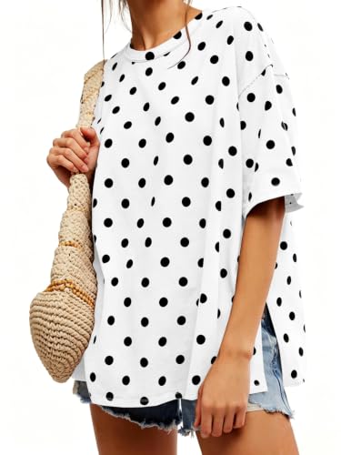 Image of Tankaneo Womens Oversized T-Shirts Summer Casual Short Sleeve Loose Fit Top