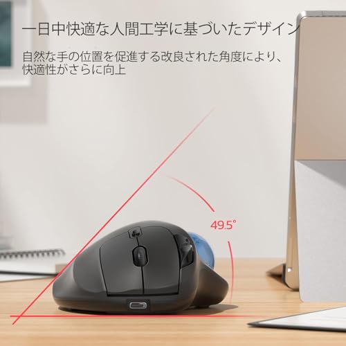 Nulea M501 ワイヤレス トラックボールマウス 3台接続可能 Bluetooth/USB接続 4段階DPI調節可能 充電式 親指操作 人間工学設計 6ボタン 進む/戻るボタン搭載 マウス 無線 Windows/Mac対応 ブルー