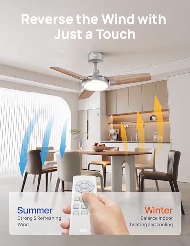 Image of DREO Ceiling Fan with Lights, Quiet DC Motor, 20db,Quick-Install, Powerful Airflow, 6 Speeds with Remote, Reversible, 6-Level Dimmable, 5CCT, Grey, 42 inch Bedroom Indoor /Outdoor
