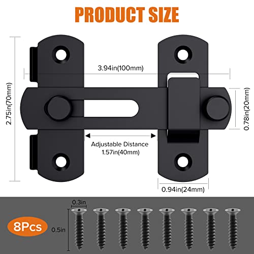 Barn Door Lock Hardware, Stainless Steel Gate Latches Bar Flip Latch Safety Door Bolt Lock, Sliding Door Barn Latch Lock Suitable For Garden, Bathroom, Outdoor, Garage, Window, Coop, Household (Black) #TOP2