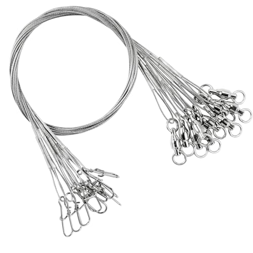 AMYSPORTS Stainless Steel Fishing Leader Saltwater Stainless Rigs Fishing Leader Lure Heavy Wire Fishing Leaders Steel White Nickel #2 50lb 11.8in 20pcs