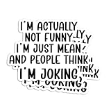 Printed in sharp detail with bold black typography, durable laminate, and long-lasting color. Perfect for daily use indoors or outdoors. “I’m Actually Not Funny I’m Just Mean And People Think I’m Joking” makes a perfect sarcastic statement sticker fo...
