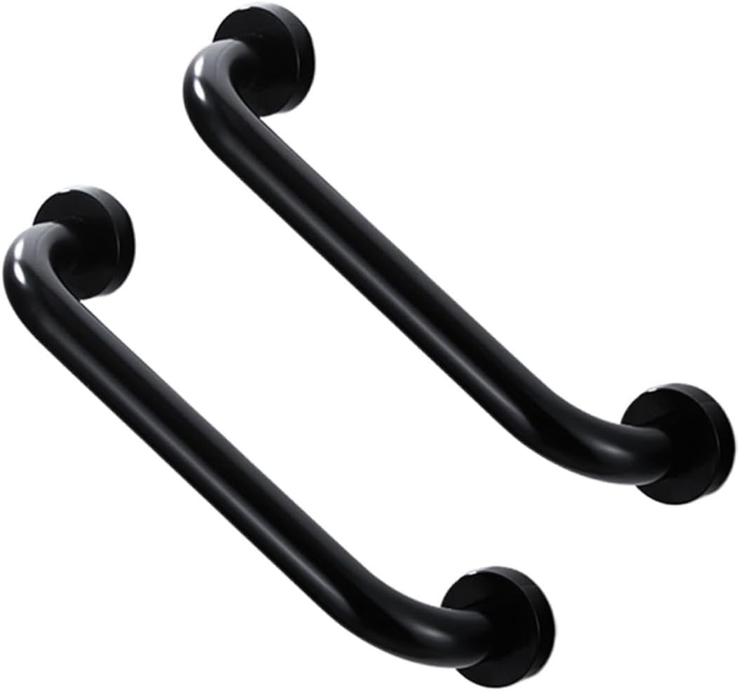 2pcs Bathroom Grab Bar Slip-Resistant Bathtub Handrail Safety Handle Black Aluminum Armrest for Seniors and Disabled Support for Shower and Stairs