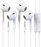Zetuti 2 Packs Wired iPhone Earbuds Headphones 3.5mm Earphones with Microphone & Built-in Remote Compatible for iPhone, iPad, iPod, Laptop, PC, Android, MP3/4 Most 3.5mm Audio Devices for School