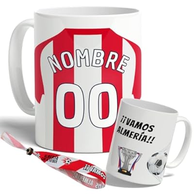 DEREGALOOS Taza Personalizada con nombre de Fútbol Almería. Tazas de Desayuno personalizada. Regalo Original para Aficionados del Futbol. Regalos Mundial Almería. Pulsera de regalo | Ya disponible en tu tienda friki favorita! En mundofriki.es!