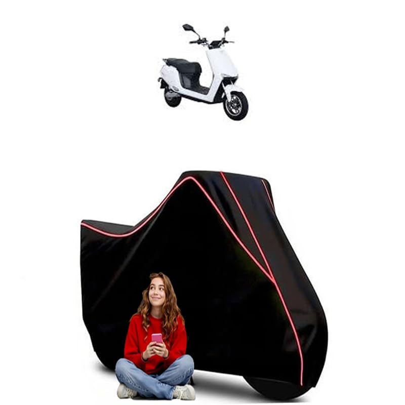 Image of A2 Scooty Bike Cover Water Resistant Outdoor Use Universal Fit Scooters Motorcycles Heavy Duty UV Protection Dust Rain Scratch Resistant Elastic Bottom Black Blue Piping