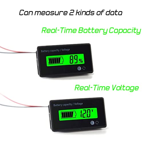 12V-48V Battery Meter, Voltage Indicator, Lead-Acid & Lithium Ion Battery Monitor, for Motorcycle, Car, Truck, Vehicle, Marine, Boat, Golf Cart, Club Car, Forklift - Thumbnail 2